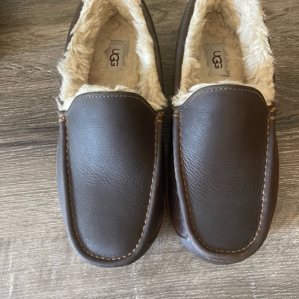 UGG Men's Dark Brown Loafers with Cream Lining